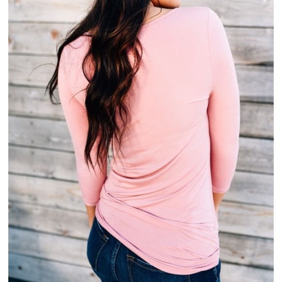 NWT Pink Button Up Henley - Picture 3 of 6